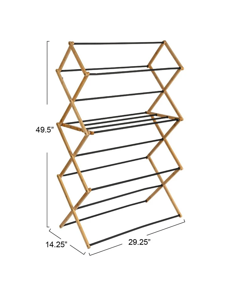 Household Essentials Folding Clothes Drying Rack, with 14 Coated Metal Dowels, Black