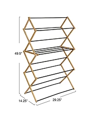 Household Essentials Folding Clothes Drying Rack, with 14 Coated Metal Dowels, Black
