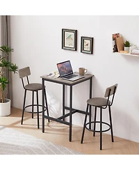 Casainc Bar Table Set with 2 Cushioned Backrest Stools, 23.62'' W x D 35.43'' H