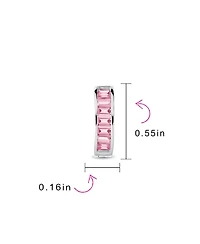 Bling Jewelry Set of 2 Baguette Cut Channel Set Kpop Blue & Pink Cz Huggie Hoop Earrings Sterling Silver