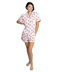 Sant and Abel Women's ganic Cotton Poplin Button Down Short Sleeve Pajama Set