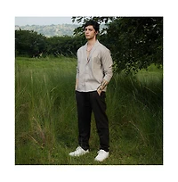 Campus Sutra Men's Ecru Beige Wrinked Korean Oversized Shirt