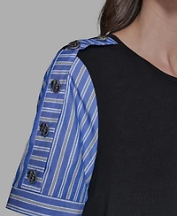 Karl Lagerfeld Paris Women's Pinstripe-Sleeve Pull-On Blouse