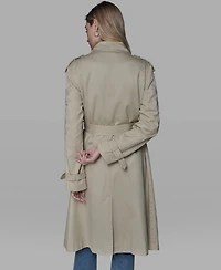 Karl Lagerfeld Paris Women's Embroidered Collar Trench Coat