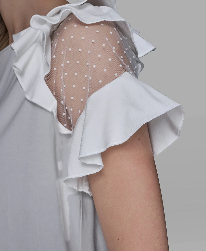 Karl Lagerfeld Paris Women's Ruffle-Sleeve Pull-On Top