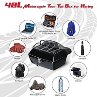 Yescom 48L Universal Motorcycle Tail Box Top Case Luggage Rack for Harley Road King