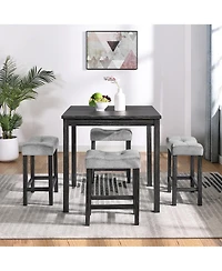 Casainc Industrial 5-Piece Dining Set with Bar Table and Chairs Grey