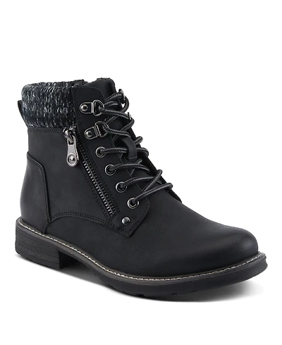 Patrizia Women's Jadelyn Hiker-Inspired Lace-Up Boots with Sweater Collar and Zipper