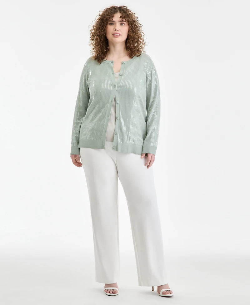 Anne Klein Plus Sequin Cardigan Sweater