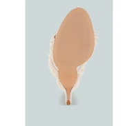 London Rag Womens Ambrin Pearl Embellished Slip On Stiletto Heels