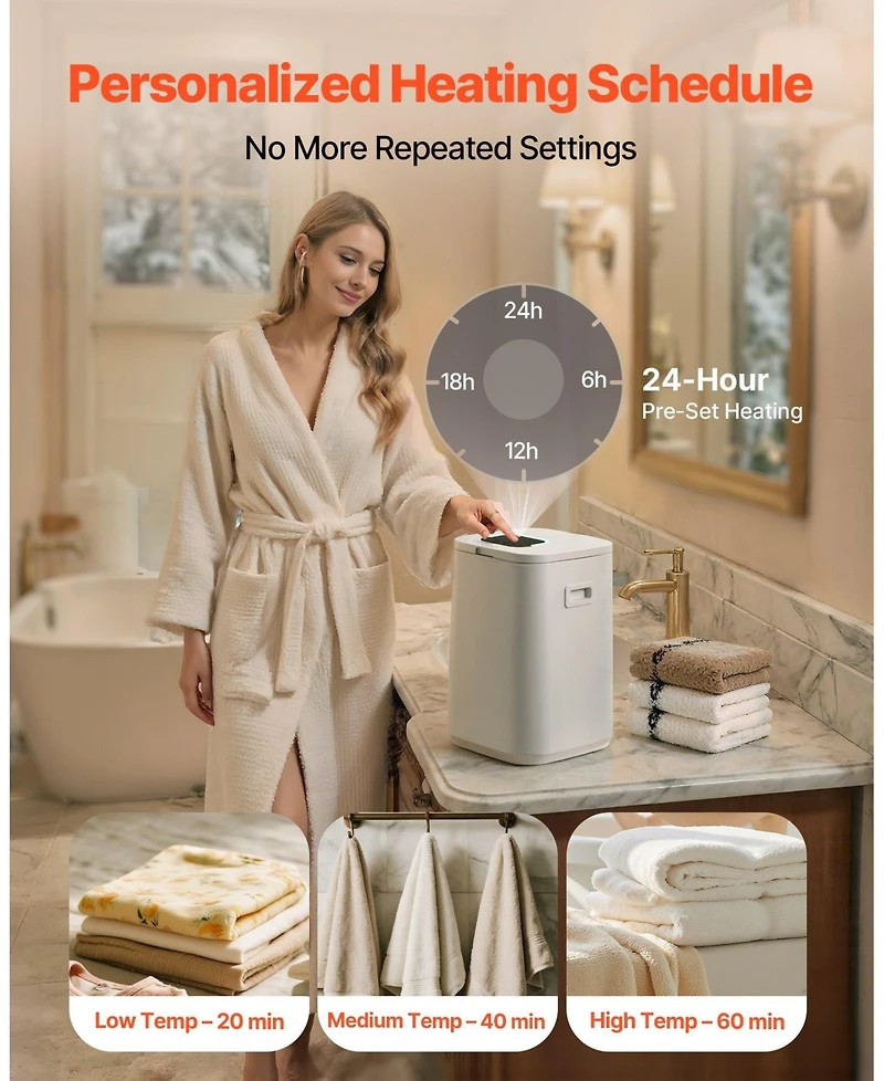 Ecooso Towel Warmers for Bathroom, Towel Warmer Bucket with Child Lock & High-Temp Indicator