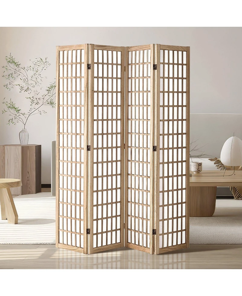 Slickblue 4-Panel Folding Japanese Room Divider for Indoor Privacy