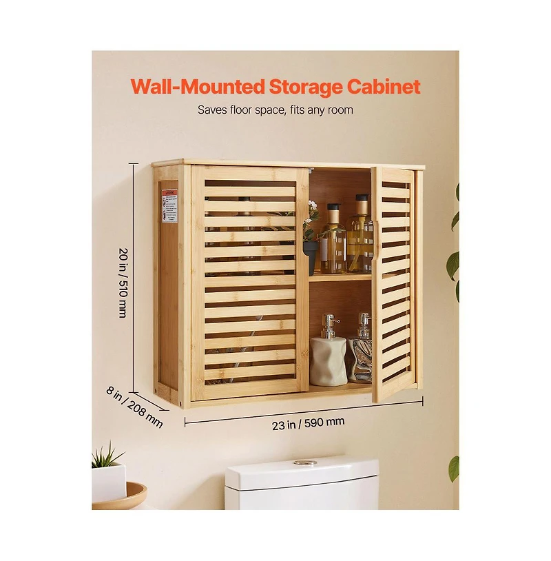 Slickblue Bathroom Wall Cabinet with Doors and Adjustable Shelves