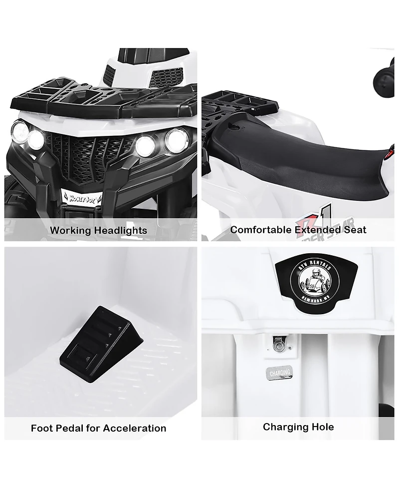 Kids Ride On Atv Quad 4 Wheeler Electric Toy Car 6V Battery Power Led Lights