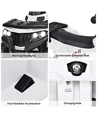 Kids Ride On Atv Quad 4 Wheeler Electric Toy Car 6V Battery Power Led Lights