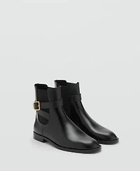 Mango Women's Elastic Panel And Buckle Ankle Boots