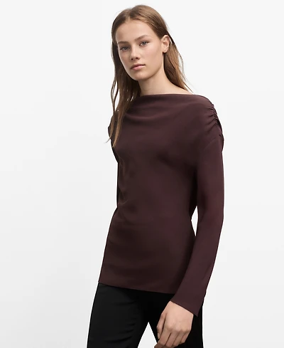 Mango Women's Asymmetrical Neckline Blouse