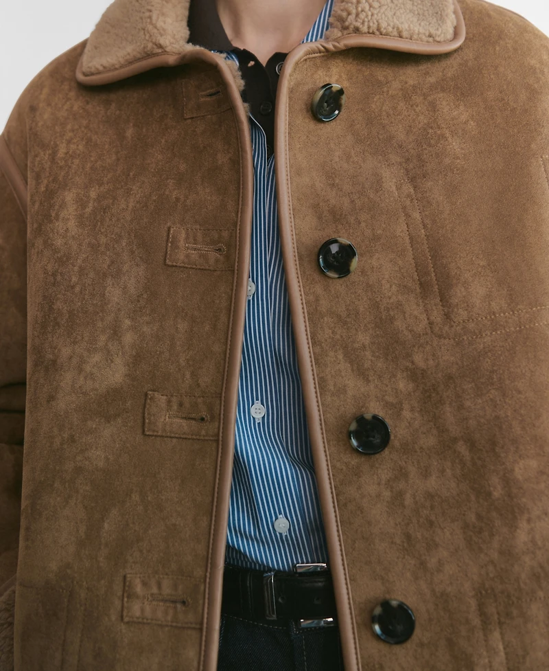 Mango Women's Faux-Shearling Leather-Effect Coat