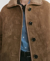 Mango Women's Faux-Shearling Leather-Effect Coat