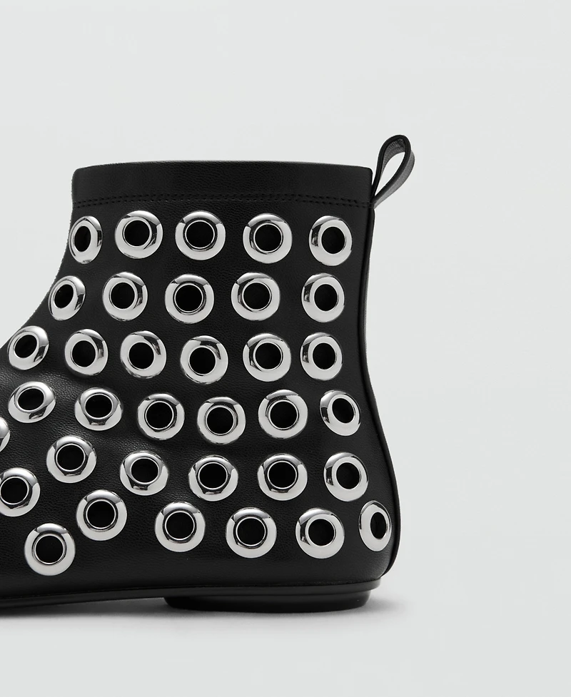 Mango Women's Eyelets Leather-Effect Ankle Boots