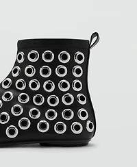 Mango Women's Eyelets Leather-Effect Ankle Boots