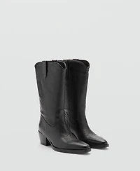 Mango Women's Leather Pointed Ankle Boots