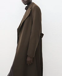 Mango Women's Belt Handmade Wool Coat