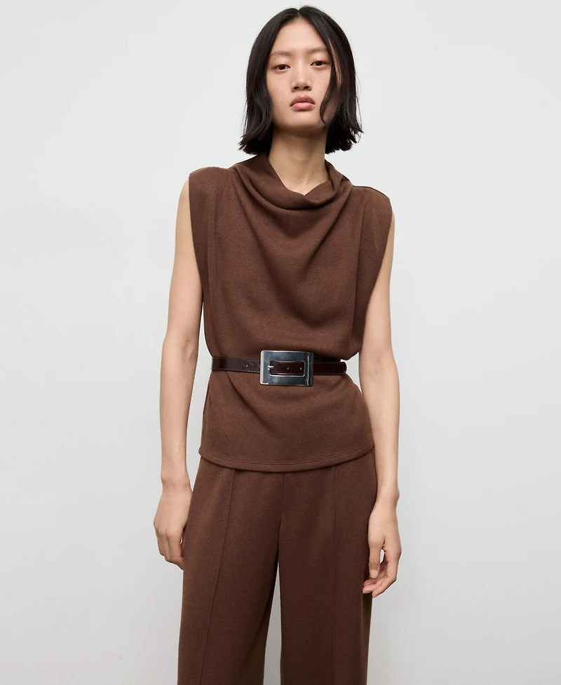 Mango Women's Seam-Detail Straight-Fit Pants