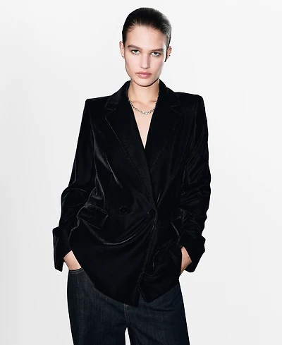 Mango Women's Double-Breasted Velvet Jacket