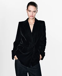 Mango Women's Double-Breasted Velvet Jacket