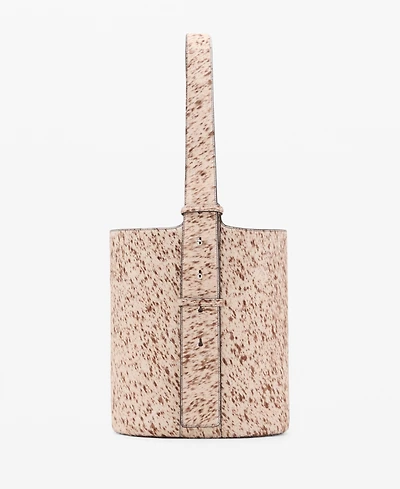 Mango Women's Leather And Fur Bucket Bag
