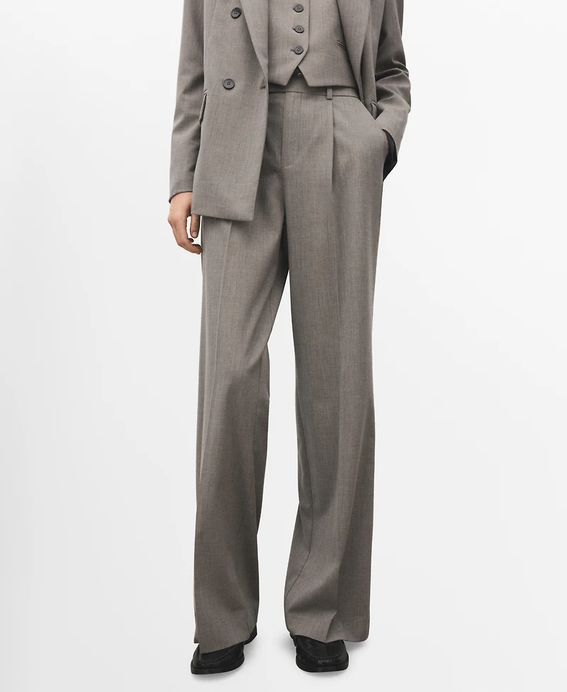 Mango Women's Straight Wool-Blend Suit Pants