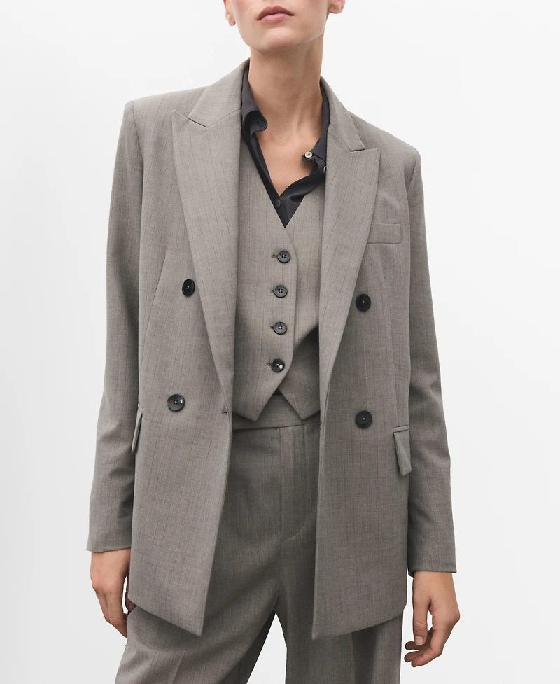 Mango Women's Double-Breasted Wool Blend Blazer