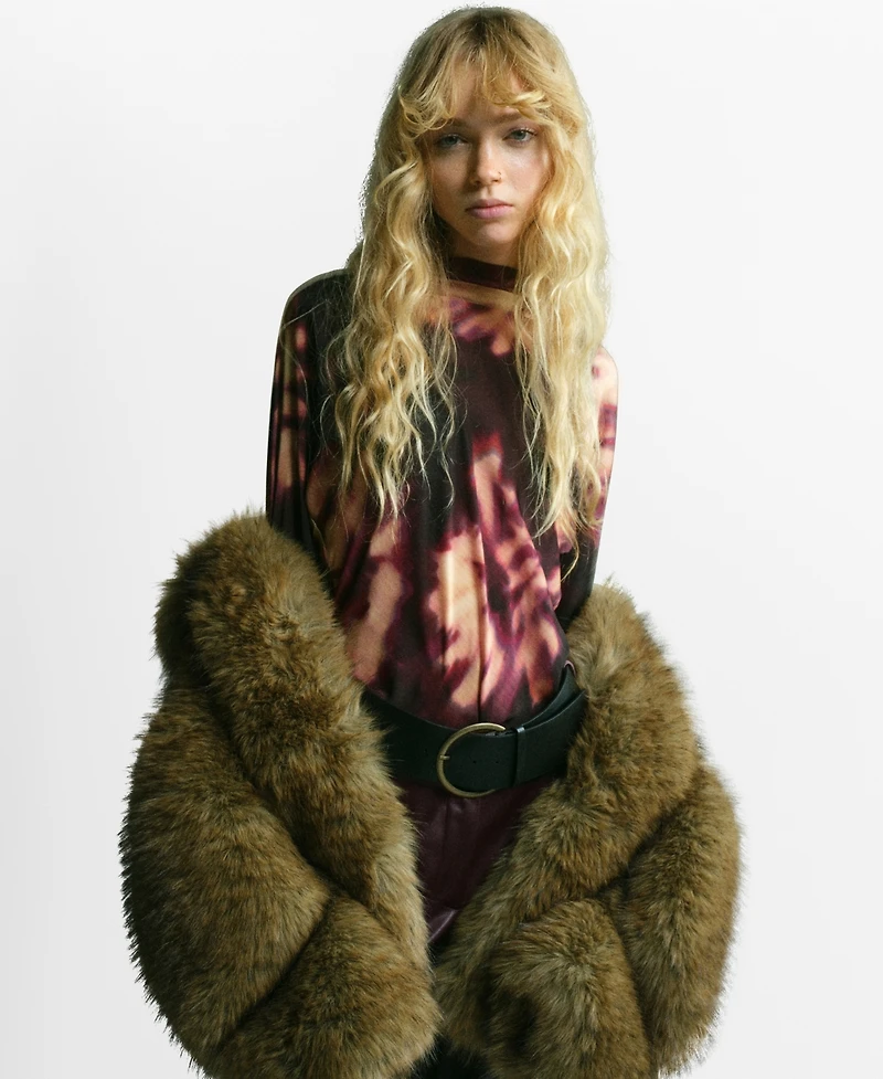 Mango Women's Tie-Dye Turtleneck Blouse