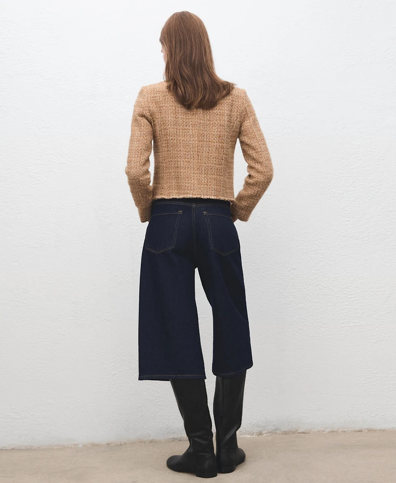 Mango Women's Frayed Ends Tweed Jacket