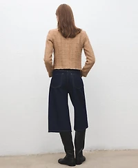 Mango Women's Frayed Ends Tweed Jacket