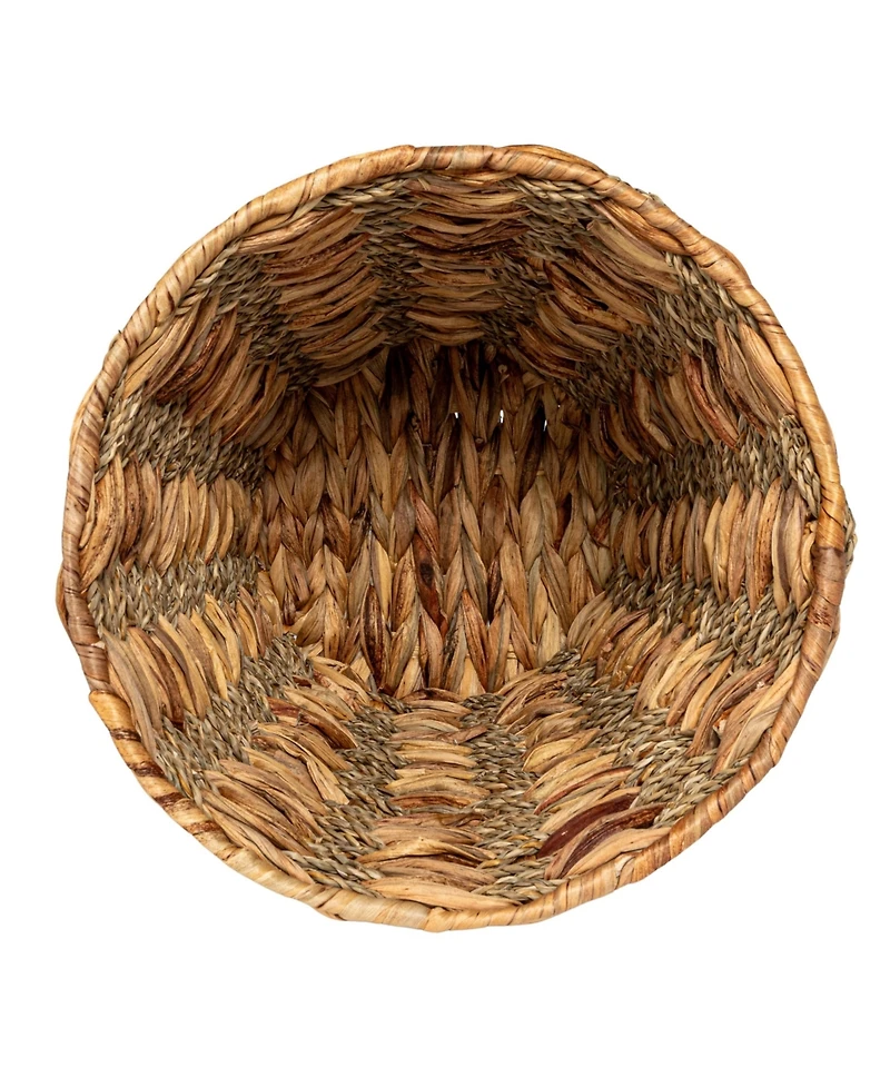 Household Essentials Water Hyacinth and Seagrass Round Waste Basket, Natural