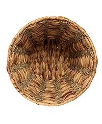 Household Essentials Water Hyacinth and Seagrass Round Waste Basket, Natural