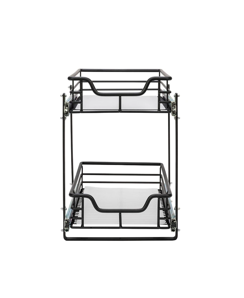 Household Essentials Glidez Multipurpose Steel Pull-Out Storage Organizer, 2-Tier Dual-Slide Design, Black