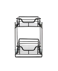 Household Essentials Glidez Multipurpose Steel Pull-Out Storage Organizer, 2-Tier Dual-Slide Design, Black