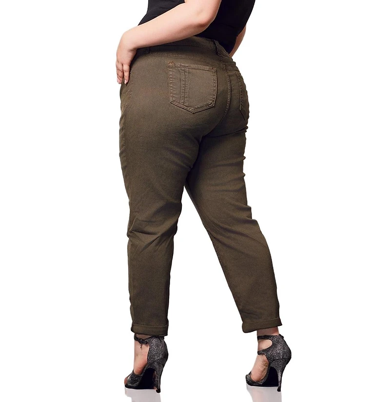 Slink Jeans Women's Color Mid Rise pants rolled 25.5" Inseam - Forest