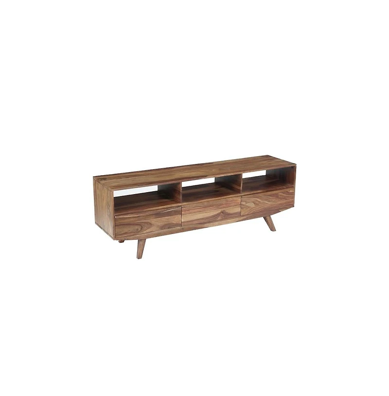 Porter Designs Fusion Solid Sheesham Wood Tv Stand, Light Brown