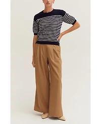 Crescent Women's Olivia Stripe Short Sleeve Sweater Top