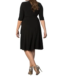 Kiyonna Plus Essential Wrap Dress with 3/4 Sleeves