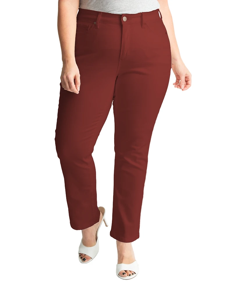 Slink Jeans Women's High Rise Straight 28" Inseam - Burgundy.