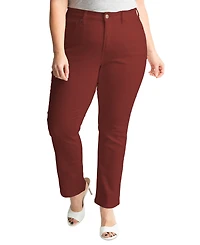 Slink Jeans Women's High Rise Straight 28" Inseam - Burgundy.