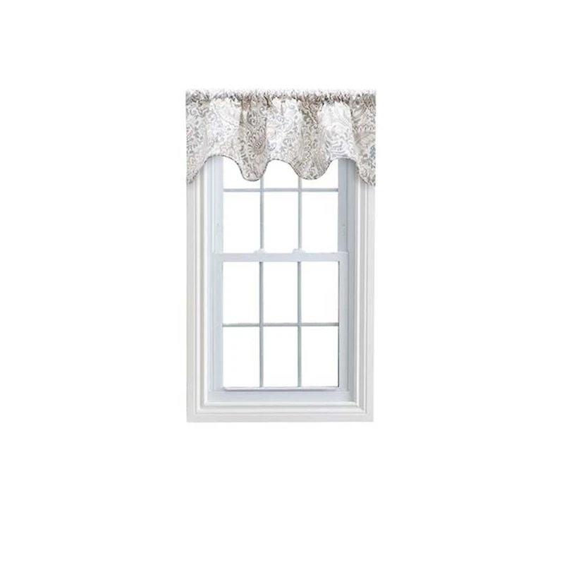 Ellis Curtain 50"x16" Shannon Printed Paisley Pattern on Cotton Fabric Scallop Valance Lined 3" Rod Pocket