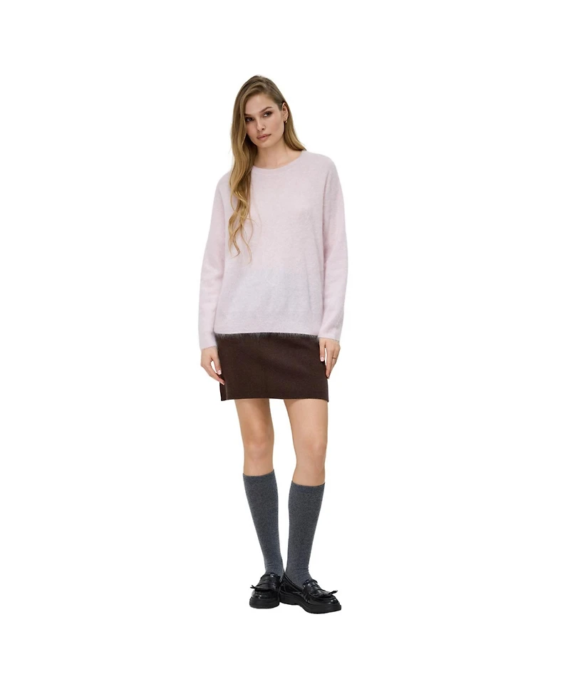 Bellemere New York Women Brushed Silk Cashmere Crew-Neck Sweater