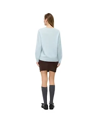 Bellemere New York Women Brushed Silk Cashmere Crew-Neck Sweater