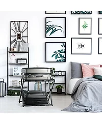 Costway Folding Luggage Rack with Shelf Travel Suitcase Shoe Storage Holder Wood Stand